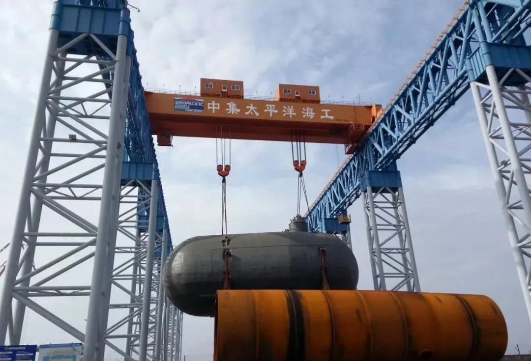 中集太平洋海工第二艘2万m?LNG运输加注船液罐完工 中集太平洋海工第二艘2万m?LNG运输加注船液罐完工